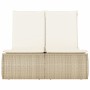 Tumbona doble con cojines ratán sintético beige en Tumbonas | Comprar online en Foru.es