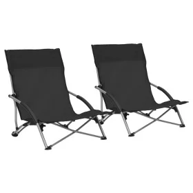 Sillas de playa plegables 2 unidades tela negras de vidaXL, Sillas de jardín - Ref: Foro24-312489, Precio: 69,79 €, Descuento: %