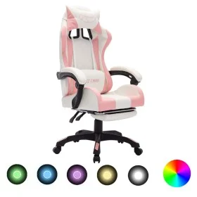 Silla gaming con luces LED RGB cuero sintético rosa y blanco de vidaXL, Sillas de oficina - Ref: Foro24-288014, Precio: 187,3...