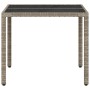 Mesa de jardín superficie vidrio ratán PE gris claro 90x90x75cm en Mesas de jardín | Comprar online en Foru.es