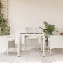Mesa de jardín superficie de vidrio ratán PE blanco 90x90x75 cm en Mesas de jardín | Comprar online en Foru.es