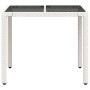 Mesa de jardín superficie de vidrio ratán PE blanco 90x90x75 cm en Mesas de jardín | Comprar online en Foru.es