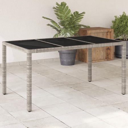 Mesa de jardín superficie de vidrio ratán PE gris 150x90x75 cm en Mesas de jardín | Comprar online en Foru.es