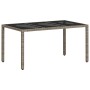 Mesa de jardín superficie de vidrio ratán PE gris 150x90x75 cm en Mesas de jardín | Comprar online en Foru.es
