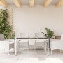 Mesa de jardín superficie de vidrio ratán PE blanco 150x90x75cm en Mesas de jardín | Comprar online en Foru.es