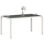 Mesa de jardín superficie de vidrio ratán PE blanco 150x90x75cm en Mesas de jardín | Comprar online en Foru.es