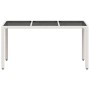 Mesa de jardín superficie de vidrio ratán PE blanco 150x90x75cm en Mesas de jardín | Comprar online en Foru.es