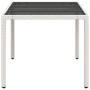 Mesa de jardín superficie de vidrio ratán PE blanco 150x90x75cm en Mesas de jardín | Comprar online en Foru.es