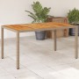 Mesa de jardín ratán PE y madera acacia beige 150x90x75 cm en Mesas de jardín | Comprar online en Foru.es
