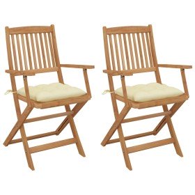 Sillas de jardín plegables 2 uds y cojines madera maciza acacia en Sillas de jardín | Comprar online en Foru.es