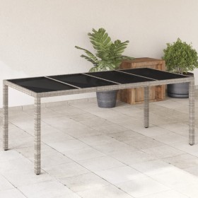Mesa de jardín superficie de vidrio ratán PE gris 190x90x75 cm en Mesas de jardín | Comprar online en Foru.es
