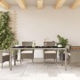 Mesa de jardín superficie de vidrio ratán PE gris 190x90x75 cm en Mesas de jardín | Comprar online en Foru.es