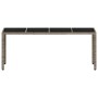 Mesa de jardín superficie de vidrio ratán PE gris 190x90x75 cm en Mesas de jardín | Comprar online en Foru.es