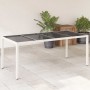 Mesa de jardín superficie de vidrio ratán PE blanco 190x90x75cm en Mesas de jardín | Comprar online en Foru.es