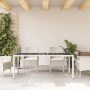 Mesa de jardín superficie de vidrio ratán PE blanco 190x90x75cm en Mesas de jardín | Comprar online en Foru.es