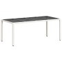 Mesa de jardín superficie de vidrio ratán PE blanco 190x90x75cm en Mesas de jardín | Comprar online en Foru.es