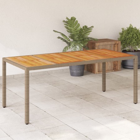 Mesa de jardín ratán PE beige y madera de acacia 190x90x75 cm en Mesas de jardín | Comprar online en Foru.es