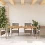 Mesa de jardín ratán PE beige y madera de acacia 190x90x75 cm en Mesas de jardín | Comprar online en Foru.es