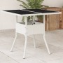 Mesa de jardín superficie de vidrio ratán PE blanco 80x80x75 cm en Mesas de jardín | Comprar online en Foru.es