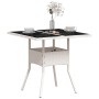 Mesa de jardín superficie de vidrio ratán PE blanco 80x80x75 cm en Mesas de jardín | Comprar online en Foru.es