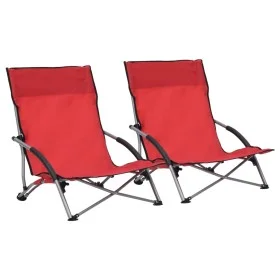 Sillas de playa plegables 2 unidades tela rojo de vidaXL, Sillas de jardín - Ref: Foro24-312490, Precio: 63,55 €, Descuento: %