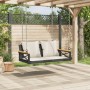Banco columpio con cojines ratán sintético negro 109x62x40 cm en Bancos de jardín | Comprar online en Foru.es