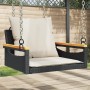 Banco columpio con cojines ratán sintético negro 63x62x40 cm en Bancos de jardín | Comprar online en Foru.es