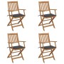 Sillas de jardín plegables 4 uds y cojines madera maciza acacia en Sillas de jardín | Comprar online en Foru.es