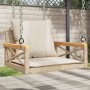 Banco columpio con cojines ratán sintético beige 63x62x40 cm en Bancos de jardín | Comprar online en Foru.es