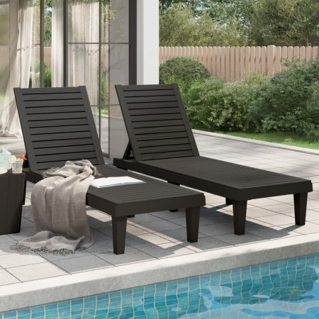 Tumbonas de polipropileno negro 2 unidades 155x58x83 cm de vidaXL, Tumbonas - Ref: Foro24-364148, Precio: 315,21 €, Descuento: %