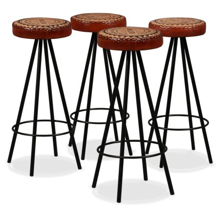 Taburetes de barra de cocina 4 unidades cuero auténtico de vidaXL, Taburetes de cocina - Ref: Foro24-245448, Precio: 282,47 €...