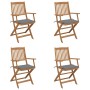Sillas de jardín plegables 4 uds y cojines madera maciza acacia en Sillas de jardín | Comprar online en Foru.es