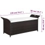 Banco de almacenaje con cojín 138 cm ratán sintético marrón de vidaXL, Bancos de jardín - Ref: Foro24-44182, Precio: 162,49 €...