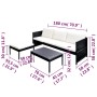 Set de muebles de jardín y cojines 3 pzas ratán sintético negro de vidaXL, Conjuntos de jardín - Ref: Foro24-41382, Precio: 3...