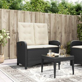 Sillón reclinable de jardín con cojines ratán sintético negro en Bancos de jardín | Comprar online en Foru.es