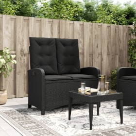 Sillón reclinable de jardín con cojines ratán sintético negro en Bancos de jardín | Comprar online en Foru.es