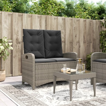Sillón reclinable de jardín con cojines ratán sintético gris en Bancos de jardín | Comprar online en Foru.es