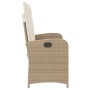 Sillón reclinable de jardín con cojines ratán sintético beige en Bancos de jardín | Comprar online en Foru.es