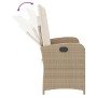 Sillón reclinable de jardín con cojines ratán sintético beige en Bancos de jardín | Comprar online en Foru.es