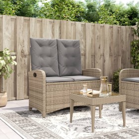 Sillón reclinable de jardín con cojines ratán sintético beige en Bancos de jardín | Comprar online en Foru.es