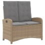 Sillón reclinable de jardín con cojines ratán sintético beige en Bancos de jardín | Comprar online en Foru.es