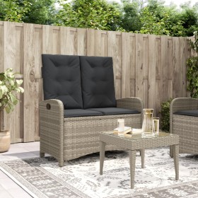 Sillón reclinable de jardín con cojines ratán sintético gris en Bancos de jardín | Comprar online en Foru.es