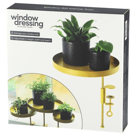 Esschert Design Bandeja para plantas con abrazadera redonda dorada L de Esschert Design, Bandejas decorativas - Ref: Foro24-4...
