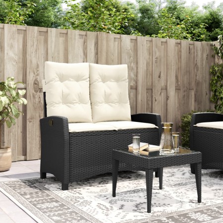 Sillón reclinable de jardín con cojines ratán sintético negro en Bancos de jardín | Comprar online en Foru.es