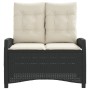 Sillón reclinable de jardín con cojines ratán sintético negro en Bancos de jardín | Comprar online en Foru.es