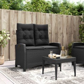 Sillón reclinable de jardín con cojines ratán sintético negro en Bancos de jardín | Comprar online en Foru.es