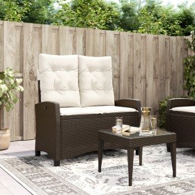 Sillón reclinable de jardín con cojines ratán sintético marrón en Bancos de jardín | Comprar online en Foru.es