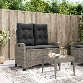 Sillón reclinable de jardín con cojines ratán sintético gris en Bancos de jardín | Comprar online en Foru.es