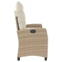 Sillón reclinable de jardín con cojines ratán sintético beige en Bancos de jardín | Comprar online en Foru.es