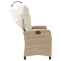 Sillón reclinable de jardín con cojines ratán sintético beige en Bancos de jardín | Comprar online en Foru.es
